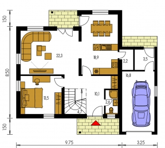 Image miroir | Plan de sol du rez-de-chaussée - KLASSIK 159